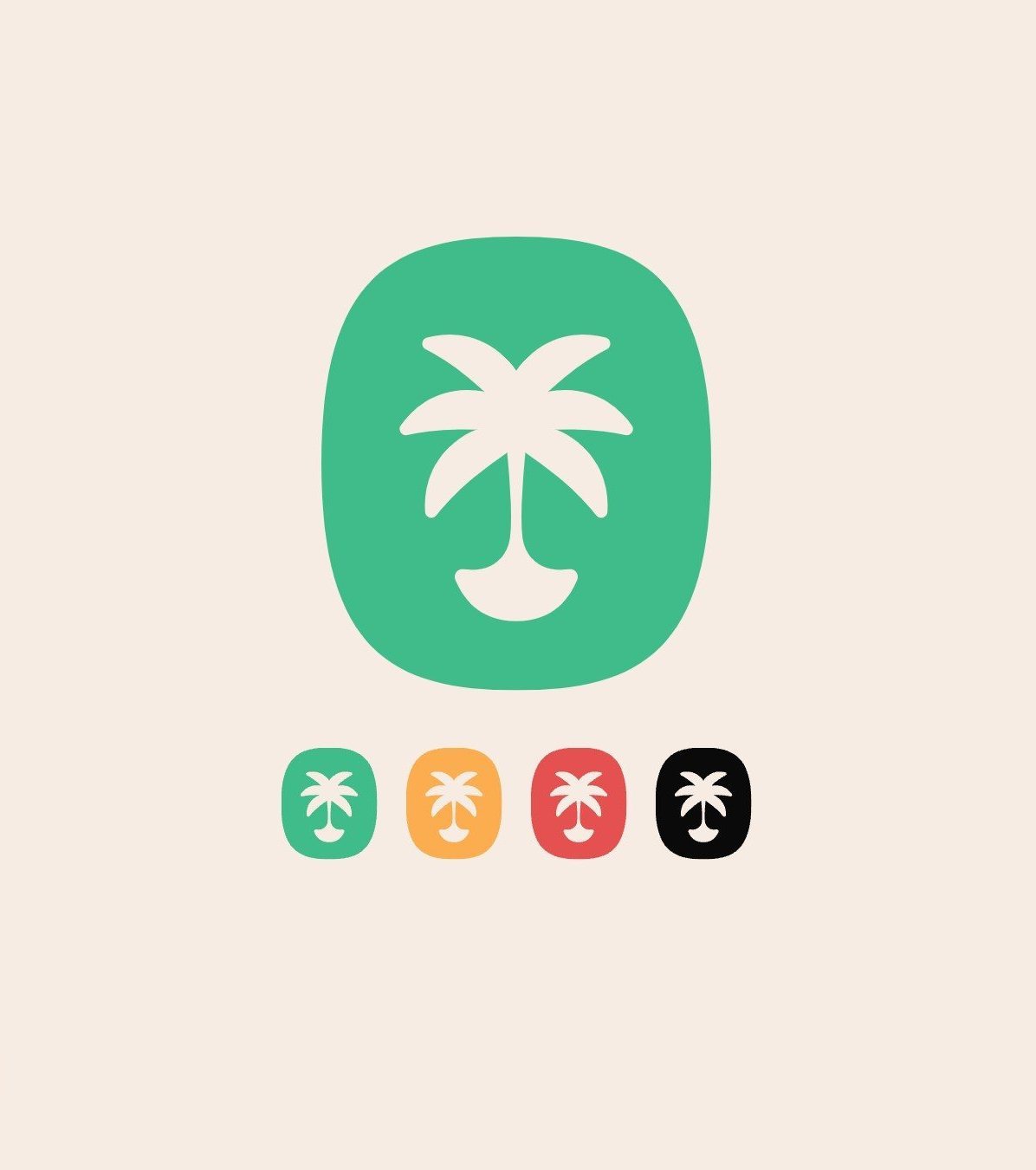 The palm icon in green, with small versions in green, amber, red and black